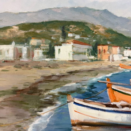 Έργο τέχνης Ν. Μανιάτης μεταχειρισμένο, θαλασσογραφία σε κορνίζα