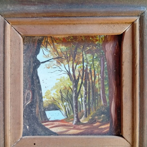 Oil painting on wood 16x16 cm used