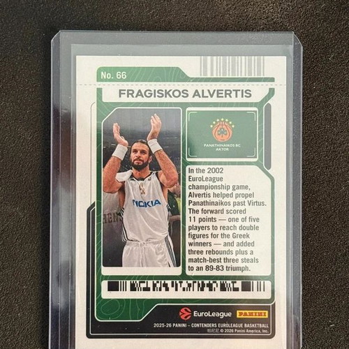 Panathinaikos Panini Euroleague Fragiskos Alvertis 2006-07 Season Card new