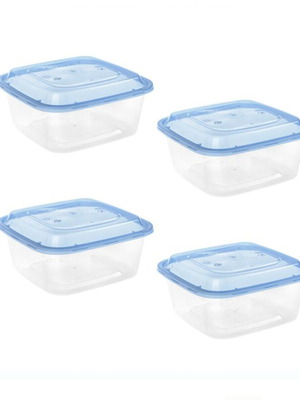 Food containers transparent with gray lid 1L set of 4 new