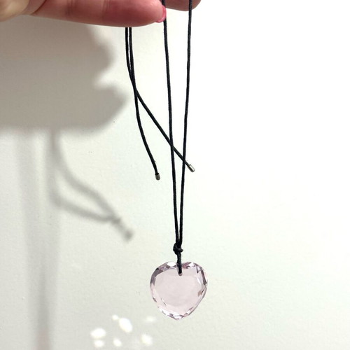 Swarovski necklace like new with leather strap pink