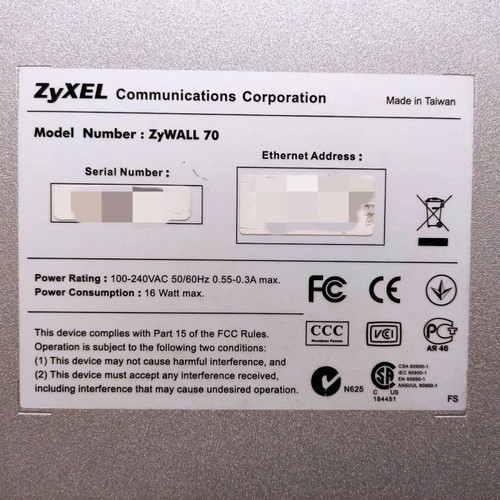 ZyWALL 70 router used