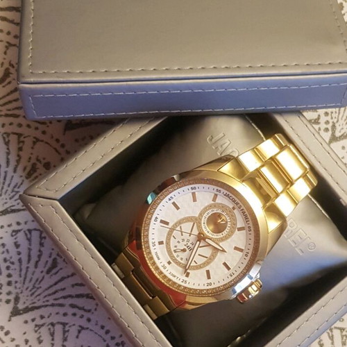 Jacques Farel women's watch like new, gold-plated bracelet, chronograph
