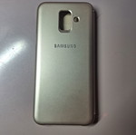 Samsung Galaxy A6 2018 case new, gold authentic wallet cover