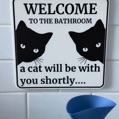 Funny bathroom sign like new with cats