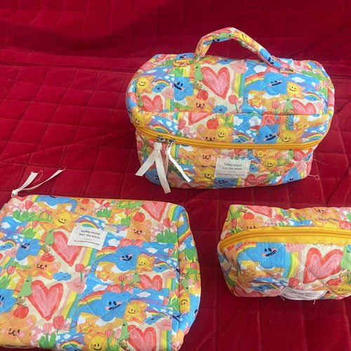 Set of three toiletry bags new, multicolored, various sizes