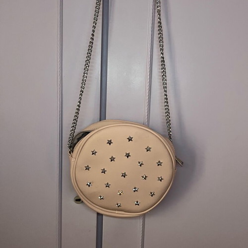 Crossbody bag light pink with silver stars and chain like new
