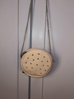 Crossbody bag light pink with silver stars and chain like new