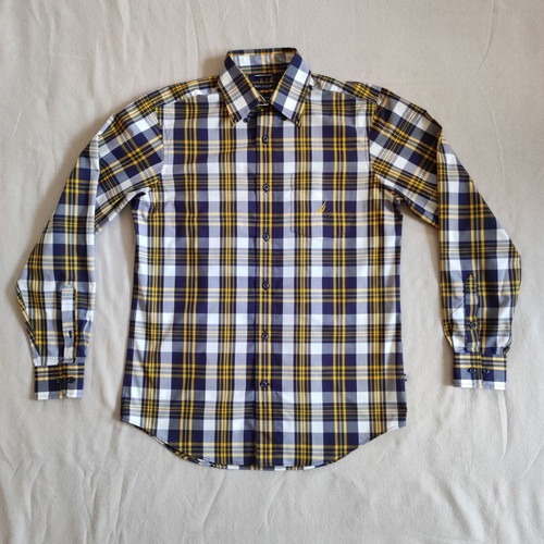 Nautica check shirt, size S fits M, blue and yellow