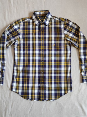 Nautica check shirt, size S fits M, blue and yellow