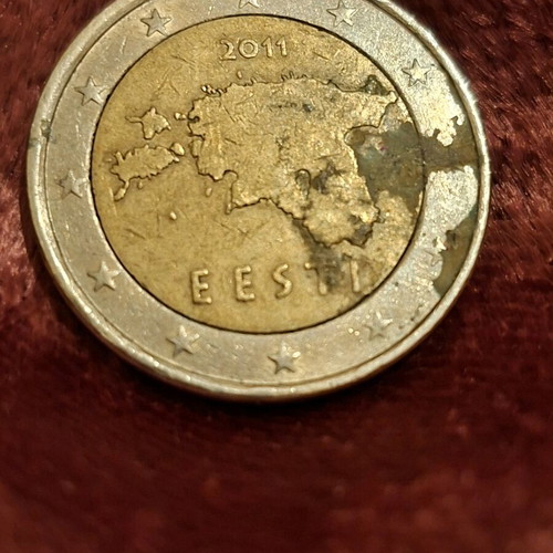 2 euro Estonia used with embossed map