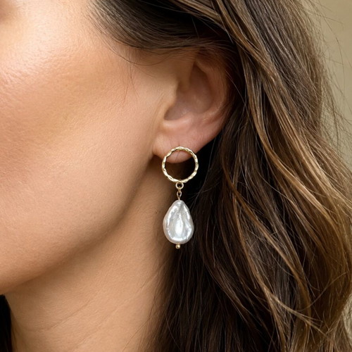 Barroco earrings with natural pearls and stainless steel