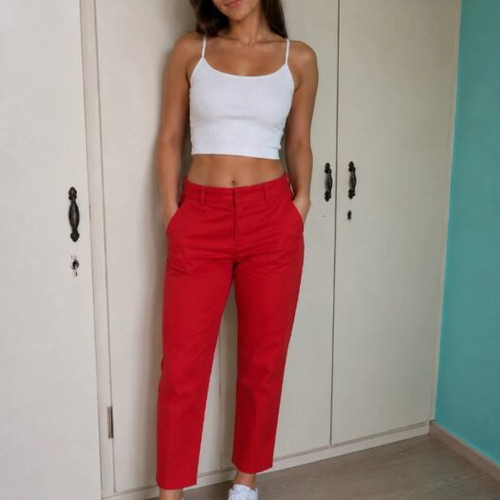 Zara red cropped pants like new, size M