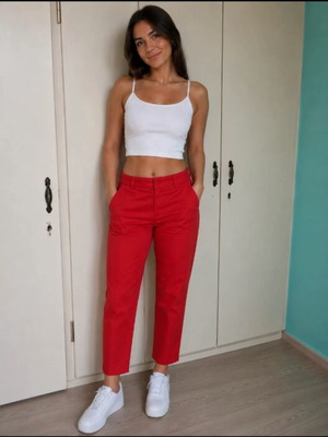 Zara red cropped pants like new, size M