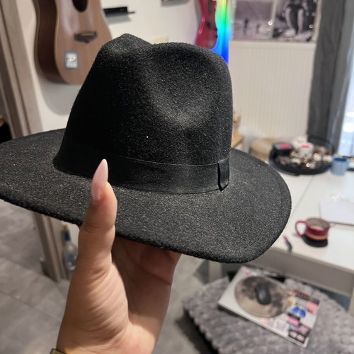 Black Fedora hat one size, like new