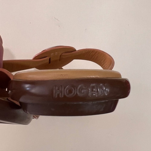 Hogan leather sandals used, beige and brown, size 39