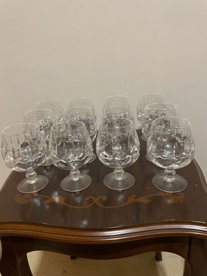 Crystal aperitif glasses set of 6 new, vintage 10.5x7.5 cm