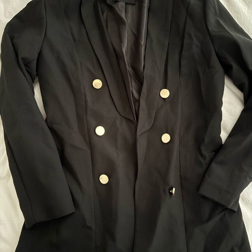 Black jacket with gold buttons like new, one size