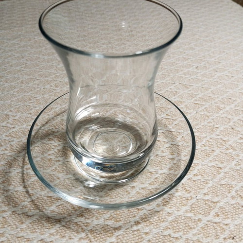 Glass Turkish tea cup like new with saucer