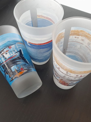 Glasses used, set of 3 with small marks