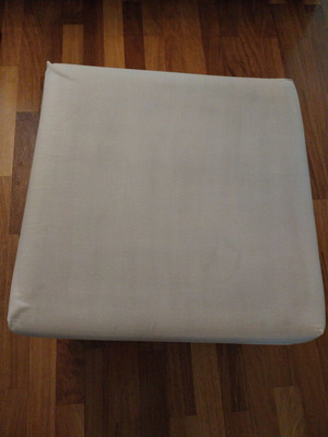Living room stool used, square 49 cm, white velour