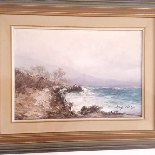 Oil Painting by Alkiviadis Mylonas, seaside landscape, like new