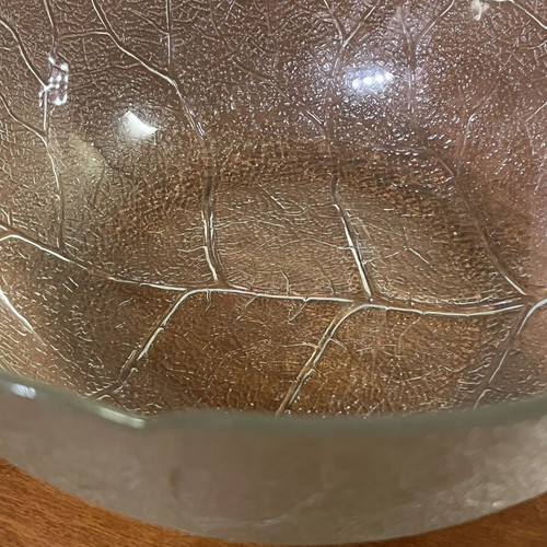 Crystal bowl with embossed leaf design, like new