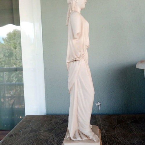 Large Caryatid statue used, made of alabaster