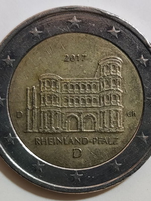 Αναμνηστικό δίευρο Γερμανίας 2017 Rheinland-Pfalz Porta Nigra μεταχειρισμένο