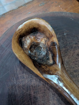 Handmade olive wood spoon by Alkis, new