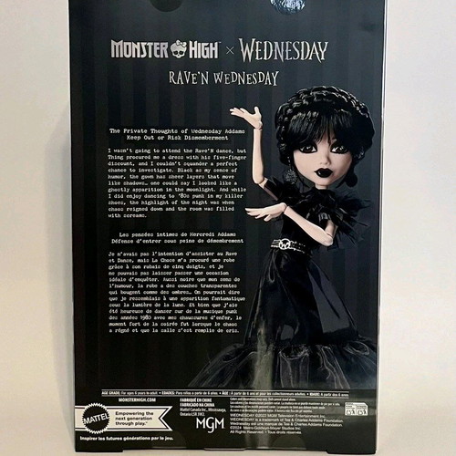 Monster High X Wednesday Rave'n doll new