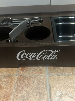 Vintage Coca-Cola wooden condiment and glass holder with handle new