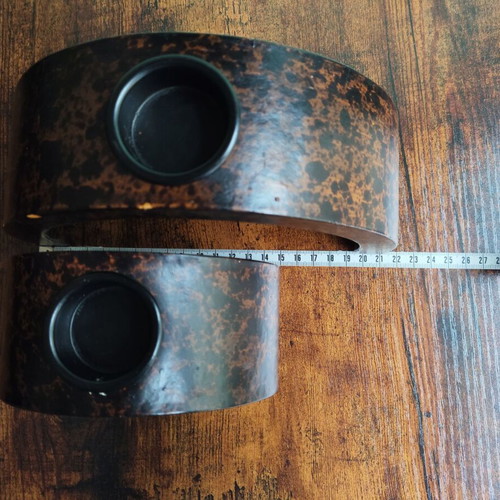 Wooden candle holder used for tealights, set of two bases