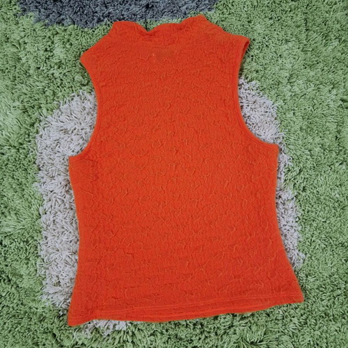 Topshop bright orange high neck top with lace details, new size L