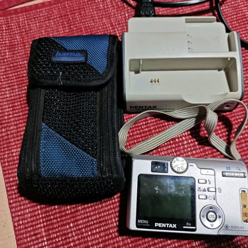 Pentax Optio SVi digital camera used with case and charger