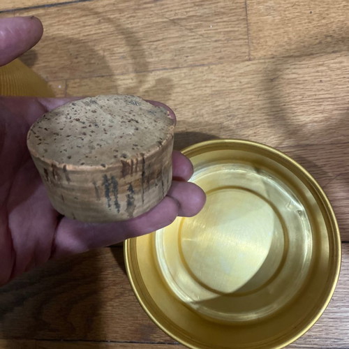 Vintage thermos used with cork and leather strap