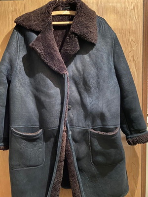 Leather coat used with shearling lining blue, size L