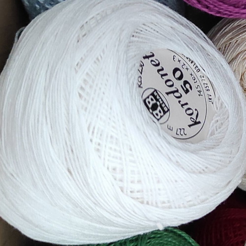 White Kordonet No 50 lace thread like new, pack of 10