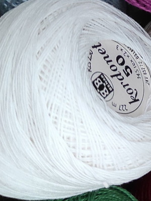 White Kordonet No 50 lace thread like new, pack of 10