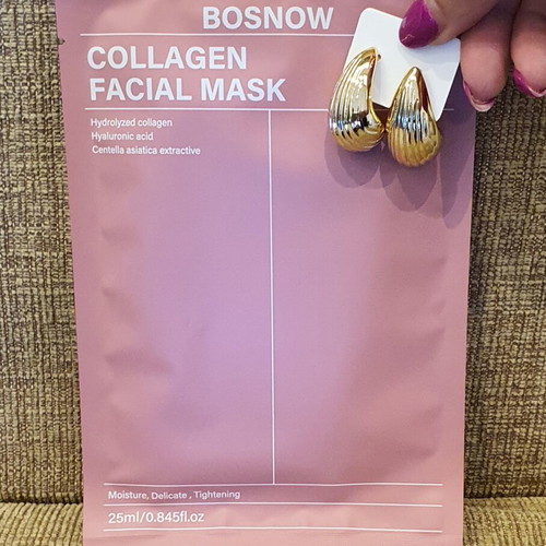Collagen Facial Mask set with gift gold acrylic drop earrings new