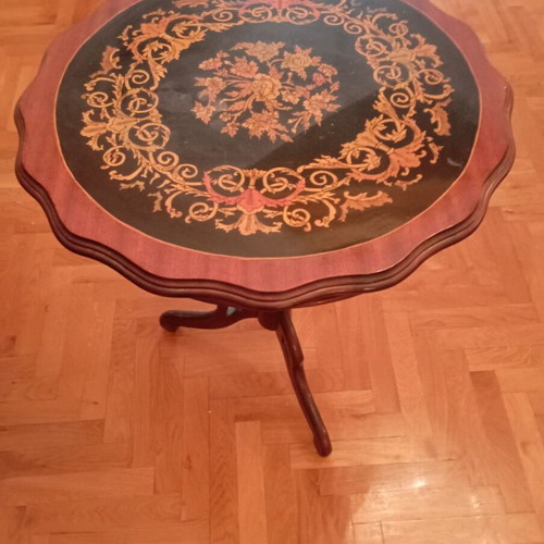 Vintage side tables set of 2 with marquetry used