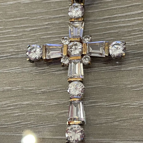 Stavros necklace used silver 925 with gold-plated cross, 60 cm chain