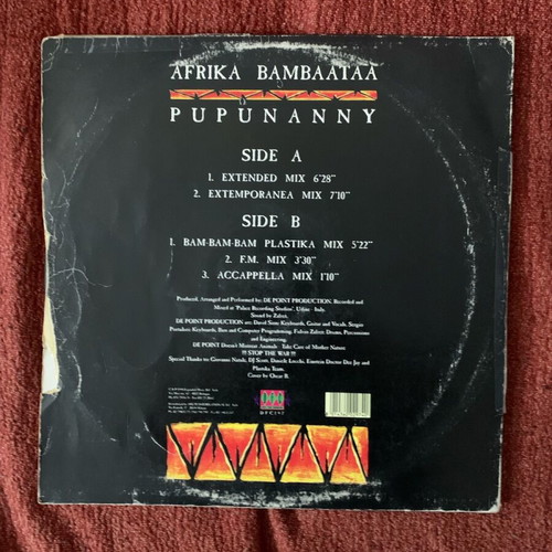 Afrika Bambaataa Pupunanny 12" vinyl used, electronic