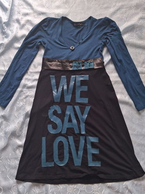 JusTop women's long-sleeve dress new, black and blue
