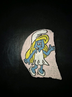 Stone with Smurfette painted with tempera and acrylic new