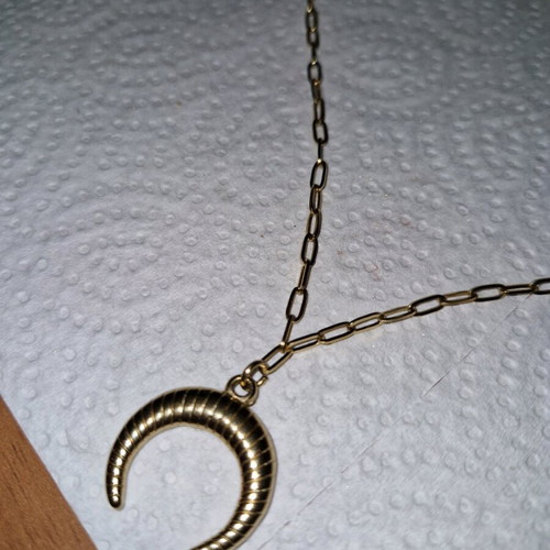Steel necklace gold crescent moon like new