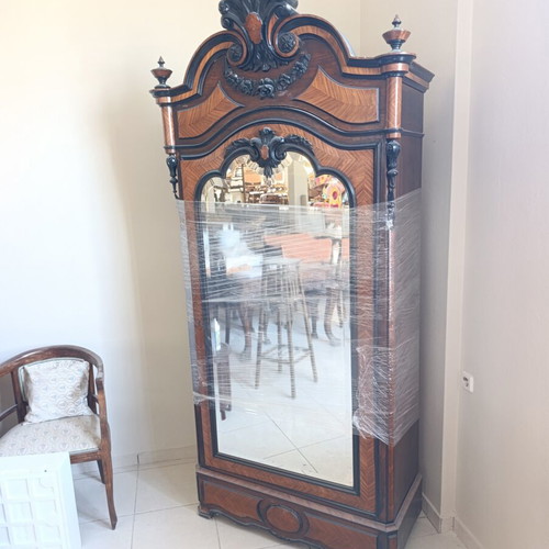 Antique 19th Century Armoire Mirror Henri II Napoleon III style