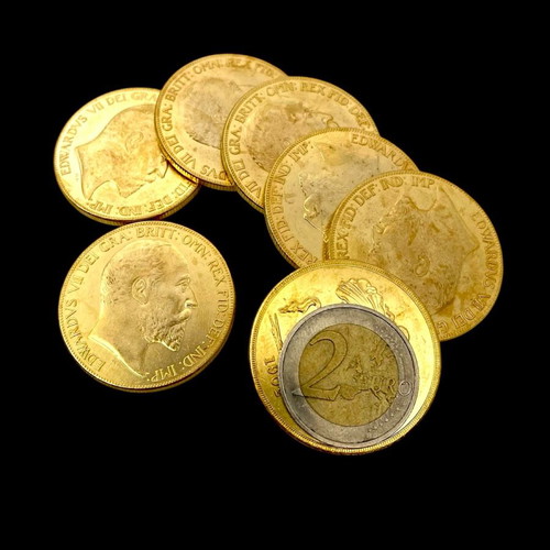 English Edward 1902 five-pound coin new with 22-carat gold plating and 925 silver