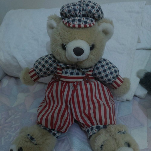 Sandoval vintage teddy bear with slippers like new