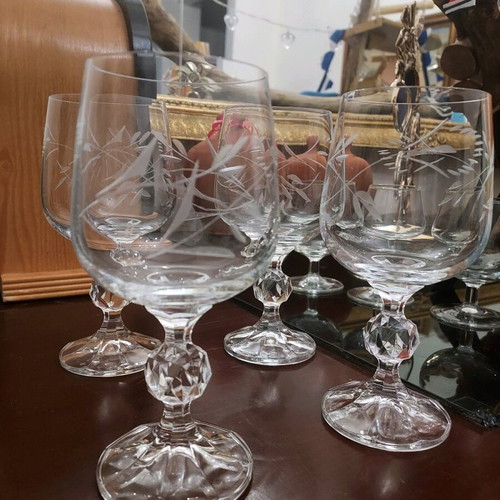 Crystal glasses carved handmade like new, set of 4 pieces